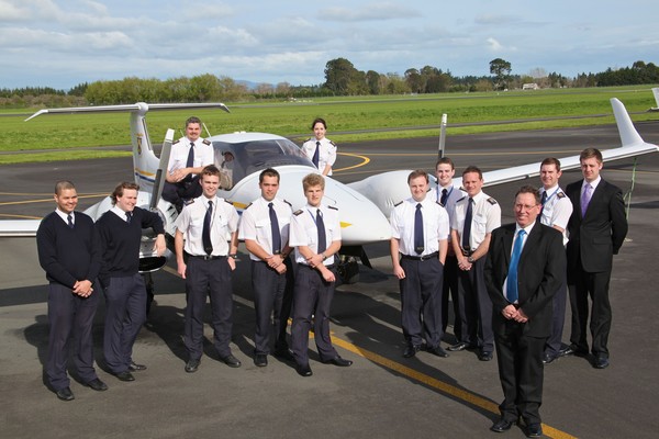CTC graduating cadets with CTC Aviation Training CEO, Ian Calvert, in right foreground